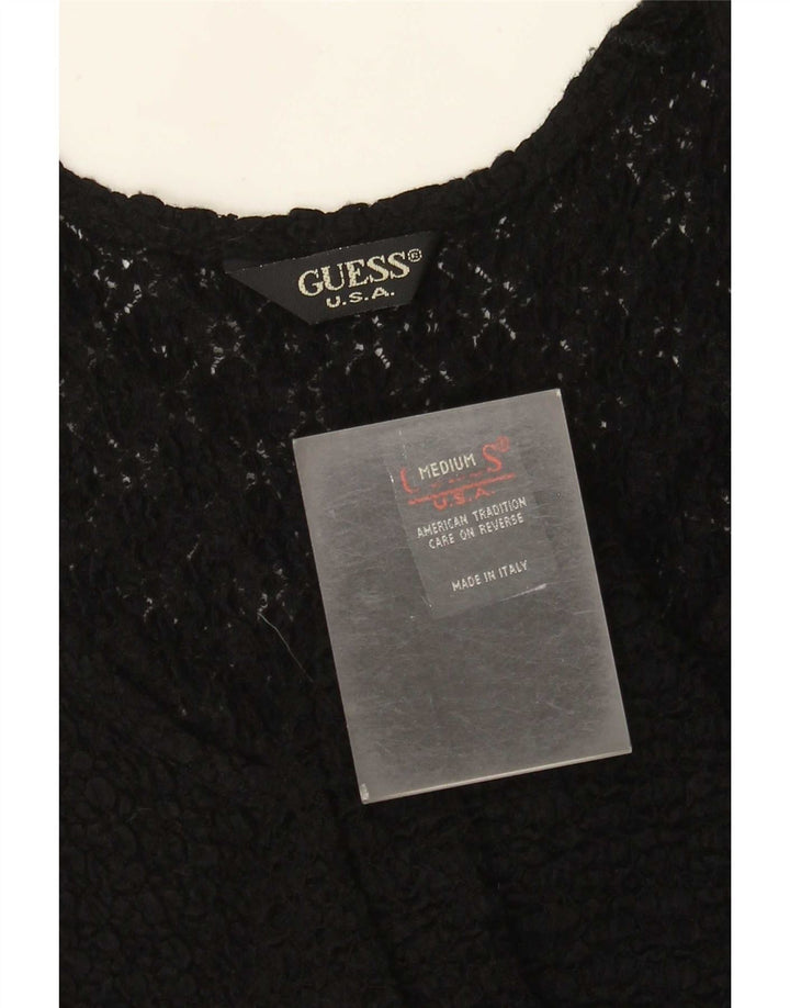 Guess Womens Lace Blouse Top UK 12 Medium Black Floral