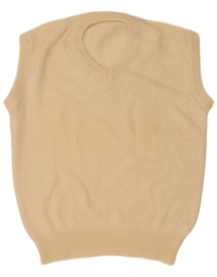 Vintage Mens Vest Tank Top Medium Beige Wool