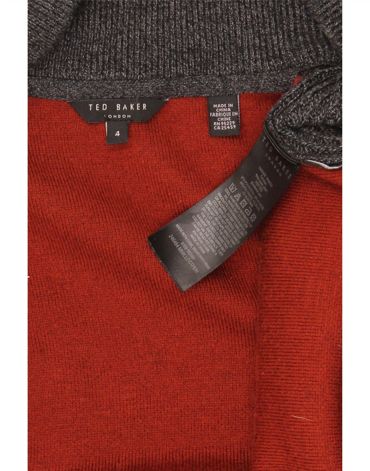 TED BAKER Mens Cardigan Sweater Size 4 Large Grey Polyester