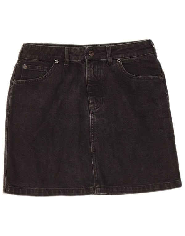 Jack Wills Womens Mini Denim Skirt UK 10 Small W28  Black Cotton