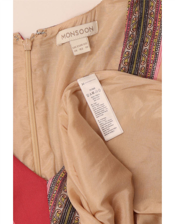 MONSOON Womens Asymmetrical Dress UK 14 Large Multicoloured Patchwork