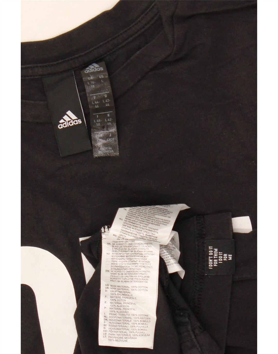 ADIDAS Womens Crop Graphic T-Shirt Top UK 16/18 Large Black Cotton