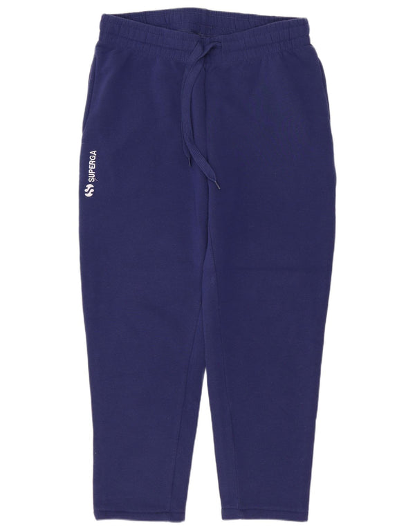 SUPERGA Womens Crop Tracksuit Trousers UK 12 Medium  Navy Blue Polyester