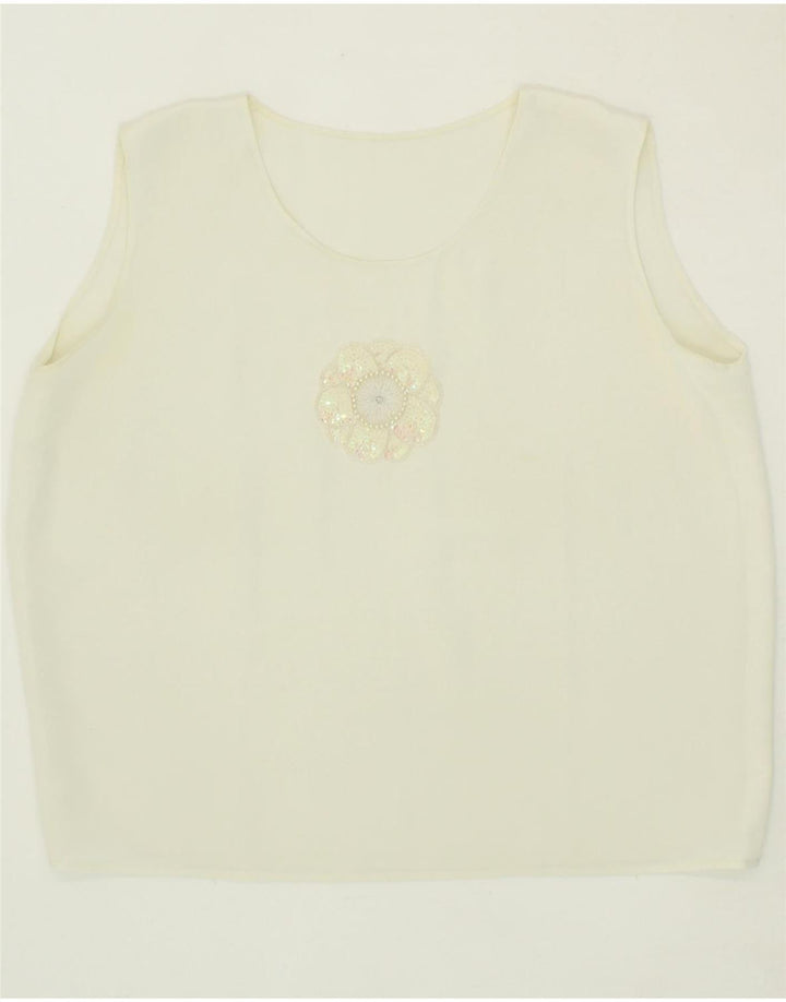 VINTAGE Womens Sleeveless Blouse Top UK 16 Large White Vintage Vintage and Second-Hand Vintage from Messina Hembry 