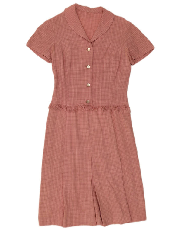 Vintage Womens A-Line Dress UK 8 Small Pink Check