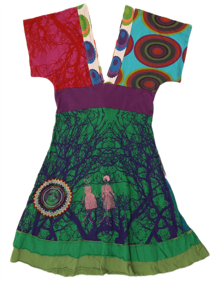 Desigual Womens Abstract Pattern A-Line Dress UK 12 Medium Multicoloured