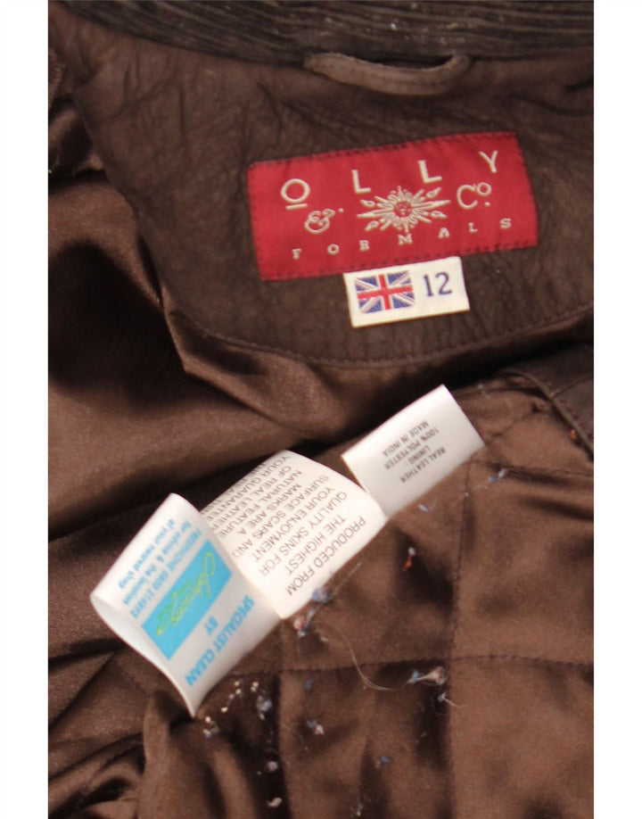 Olly & Co Womens Oversized Leather Jacket UK 12 Medium Brown