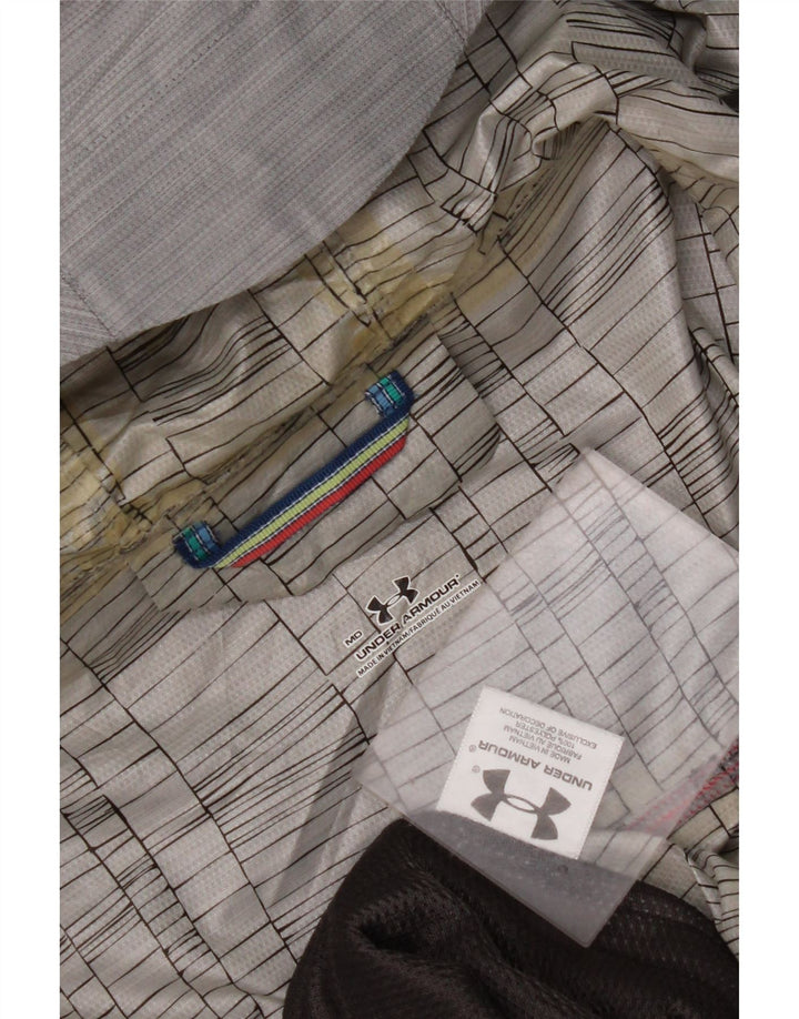 UNDER ARMOUR Mens Hooded Rain Jacket UK 38 Medium Grey Polyester