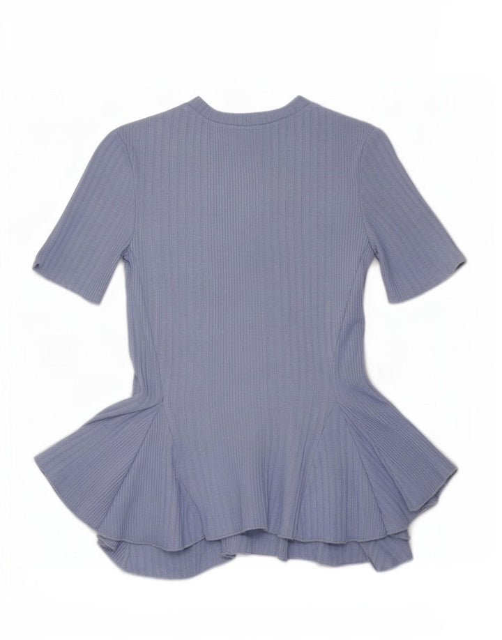 Zara Womens Crop Asymmetric Blouse Top UK 8 Small Blue