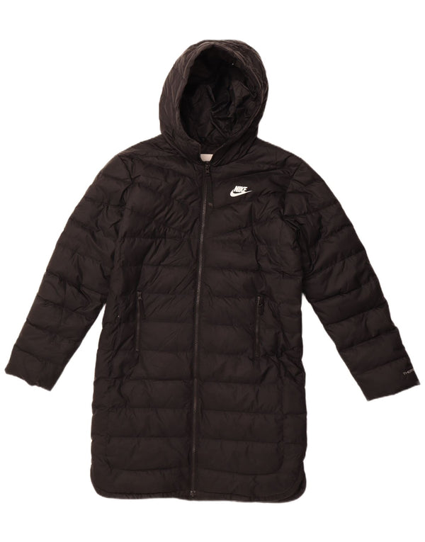 Nike Womens Therma-Fit Hooded Loose Fit Padded Coat UK 6 XS Black Polyester