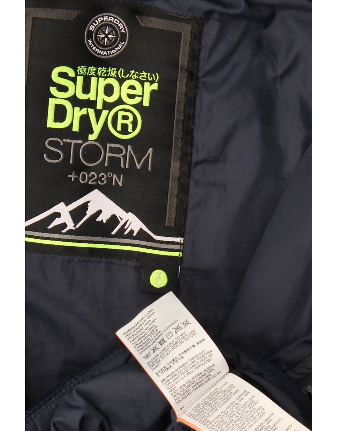 SUPERDRY Mens Graphic Hooded Padded Jacket UK 42 XL Navy Blue Flecked