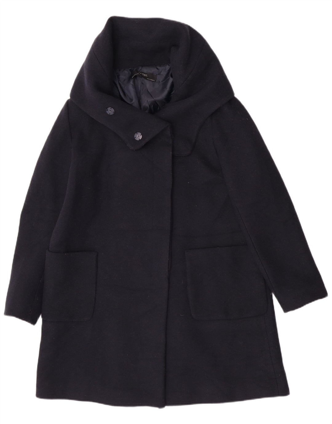 Zara Womens Overcoat UK 18 XL Navy Blue Acrylic