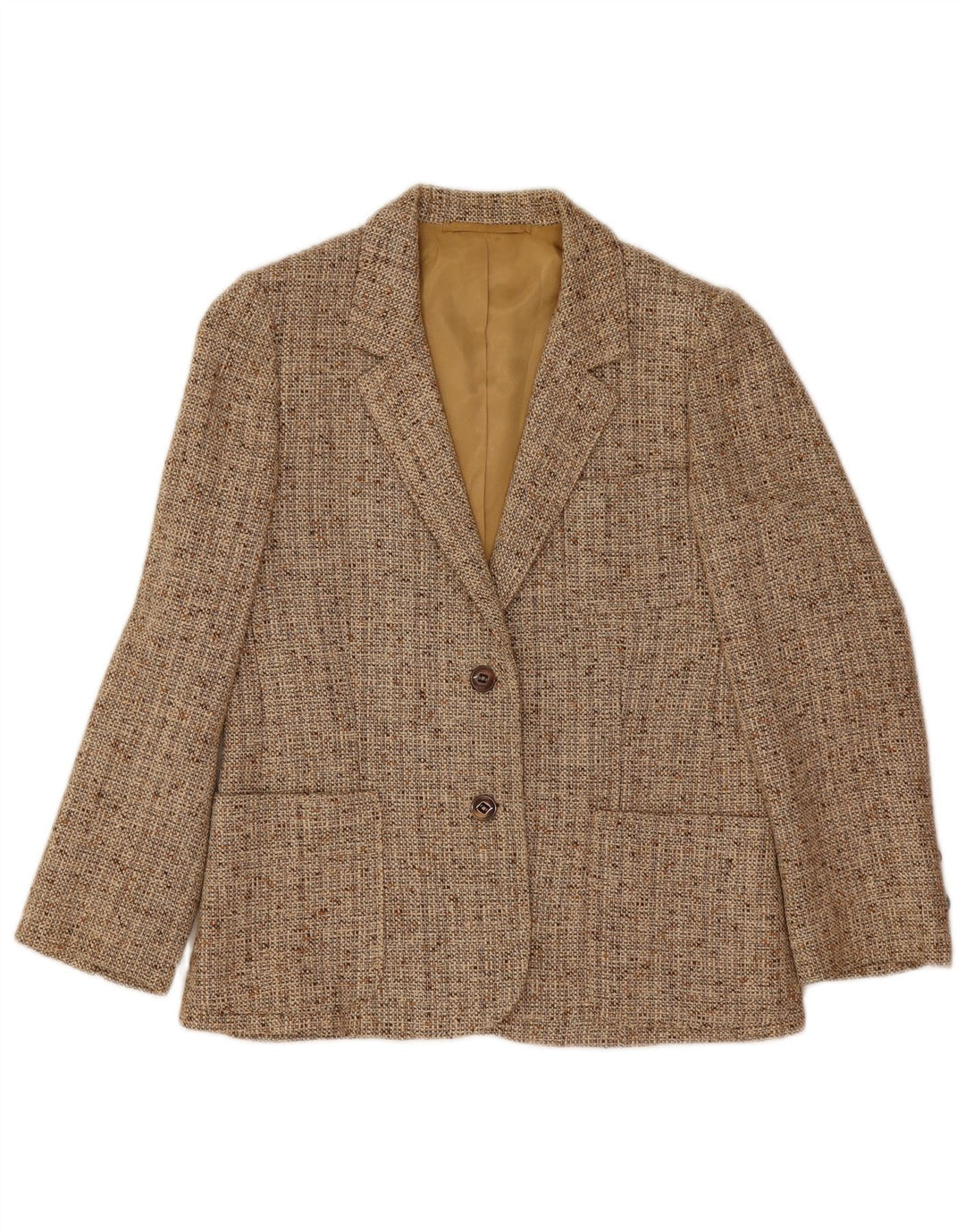 Vintage Womens 2 Button Blazer Jacket UK 10 Small Beige Flecked
