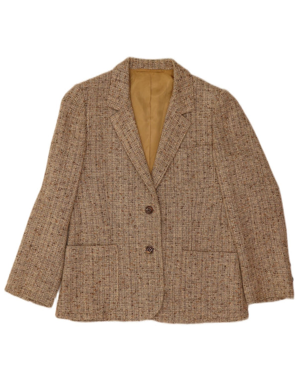 Vintage Womens 2 Button Blazer Jacket UK 10 Small Beige Flecked