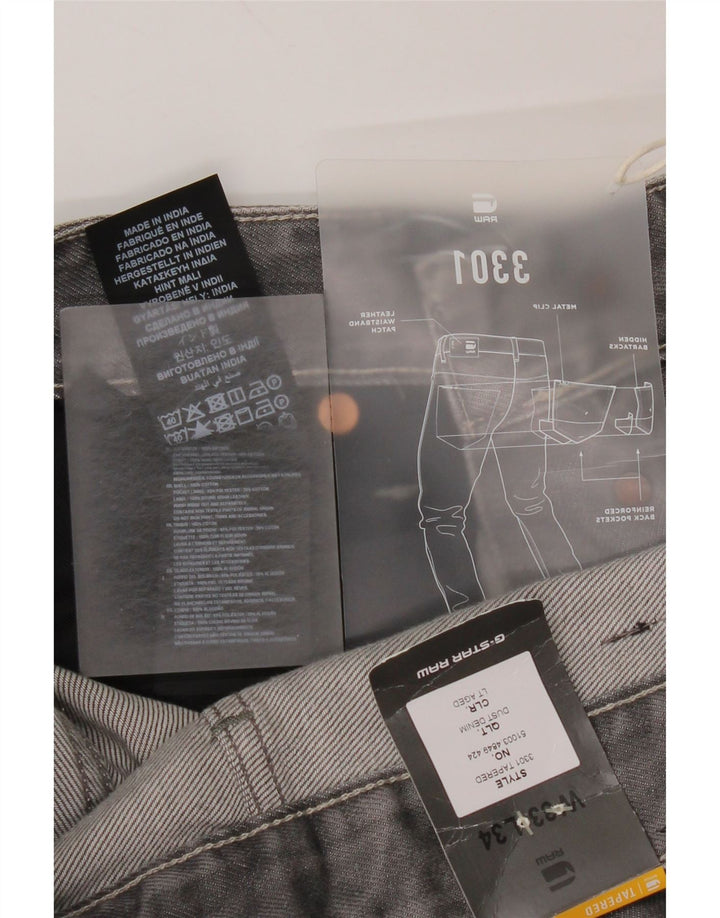 G-Star Mens 3301 Straight Jeans W33 L34 Grey Polyester