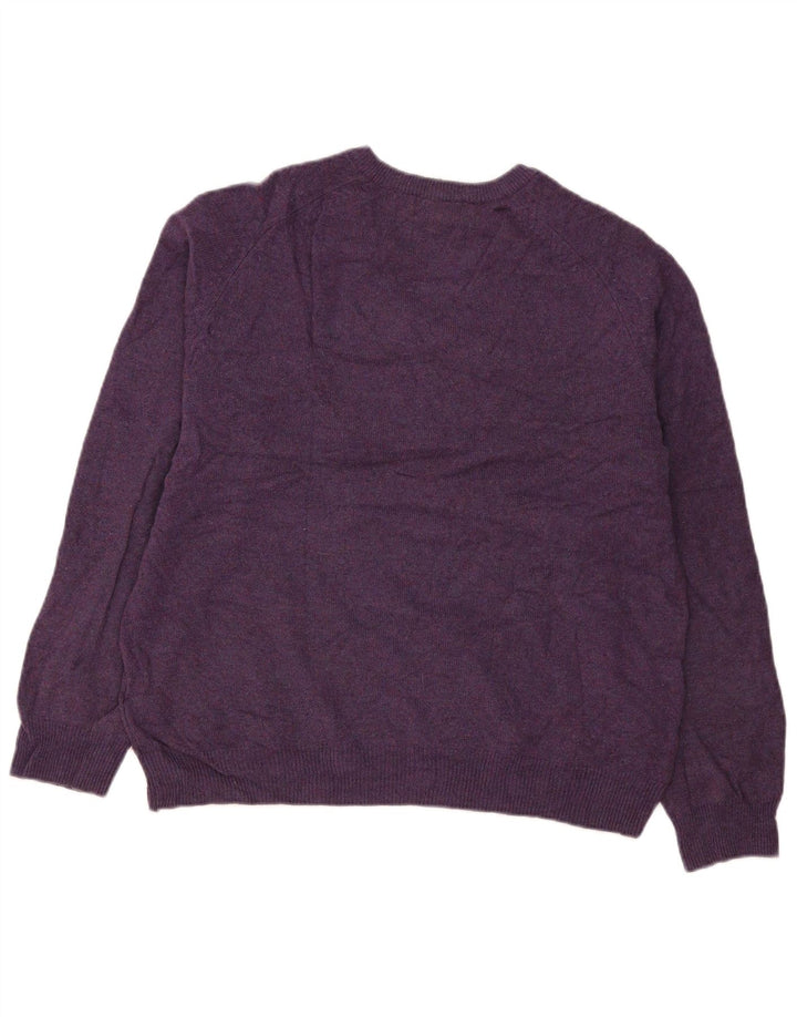 Marks & Spencer Mens V-Neck Jumper Sweater XL Purple Wool