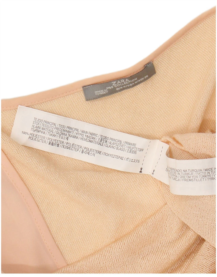 Zara Womens Top 3/4 Sleeve UK 14 Medium Pink Polyester