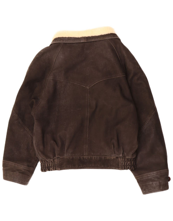 Gapelle Mens Leather Flight Aviator Jacket UK 36 Small Brown Leather Retro