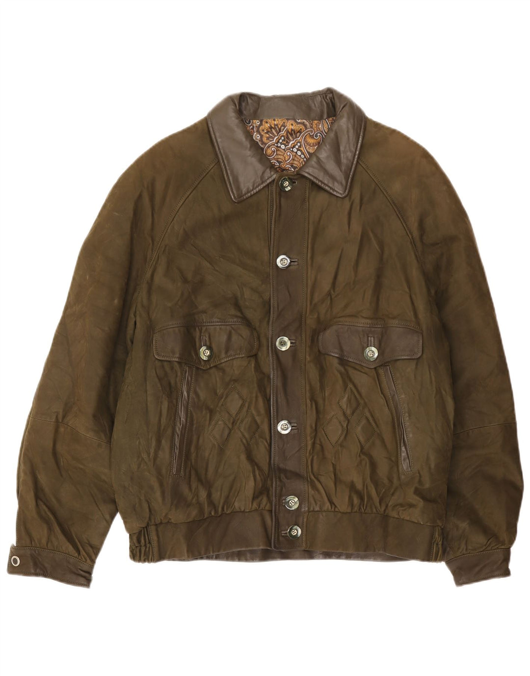 Vintage Mens Leather Jacket UK 42 XL Green