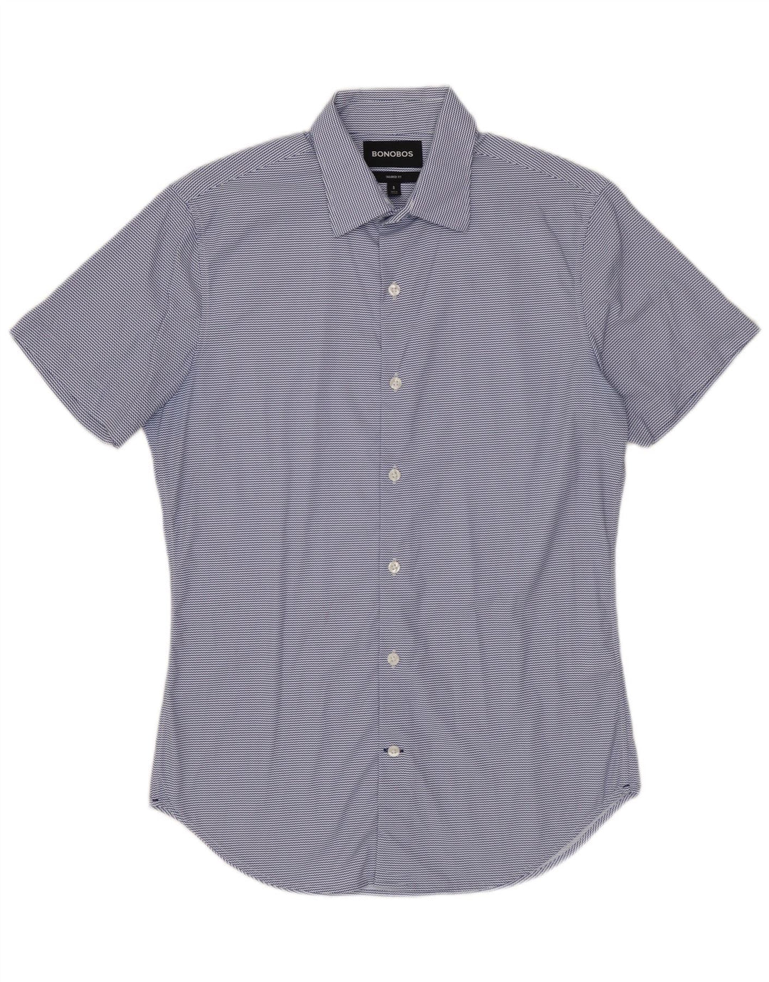 BONOBOS Mens Tailored Fit Short Sleeve Shirt Small Blue Pinstripe Nylon