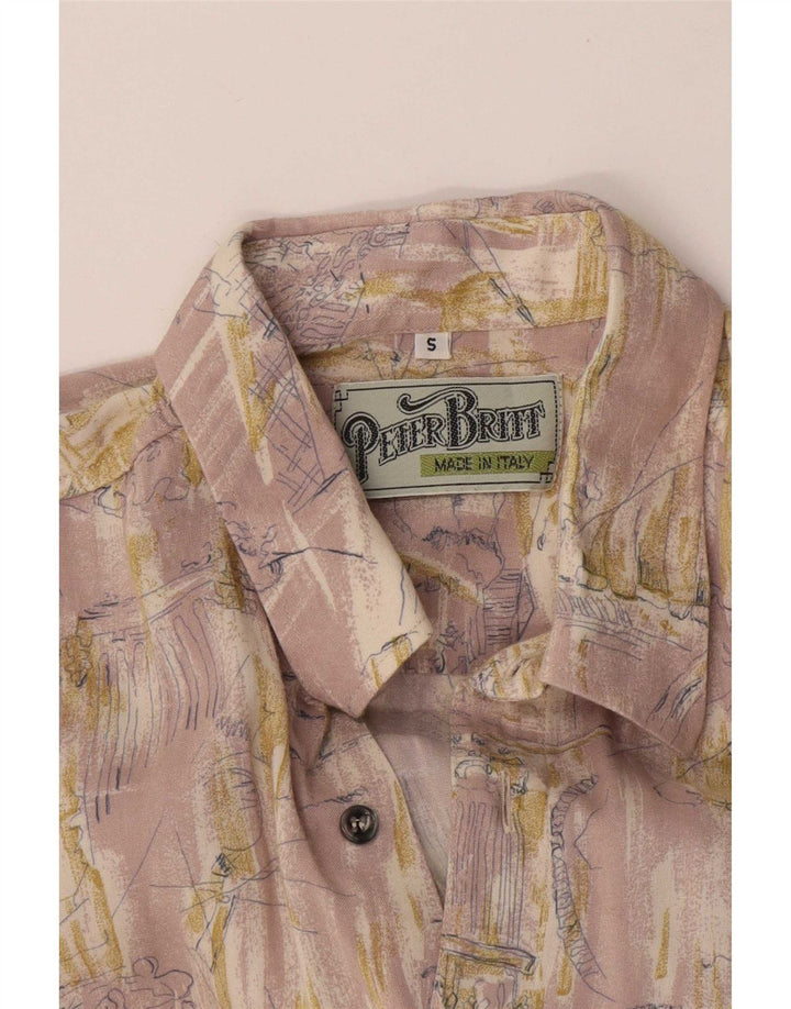 Vintage Mens Abstract Pattern Shirt Small Pink