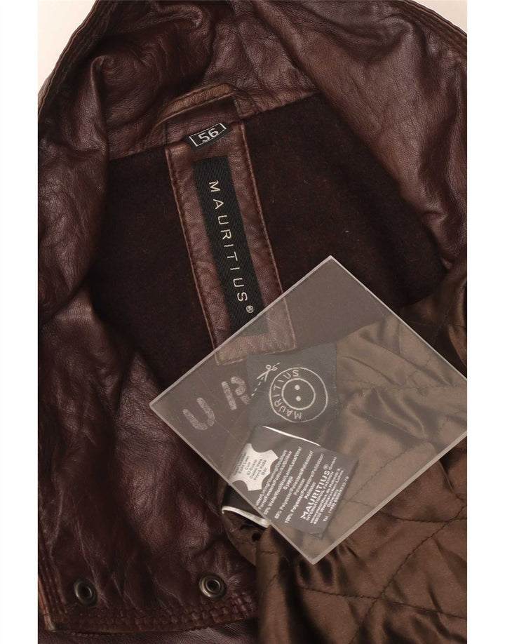 Mauritius Mens Leather Jacket IT 56 3XL Brown