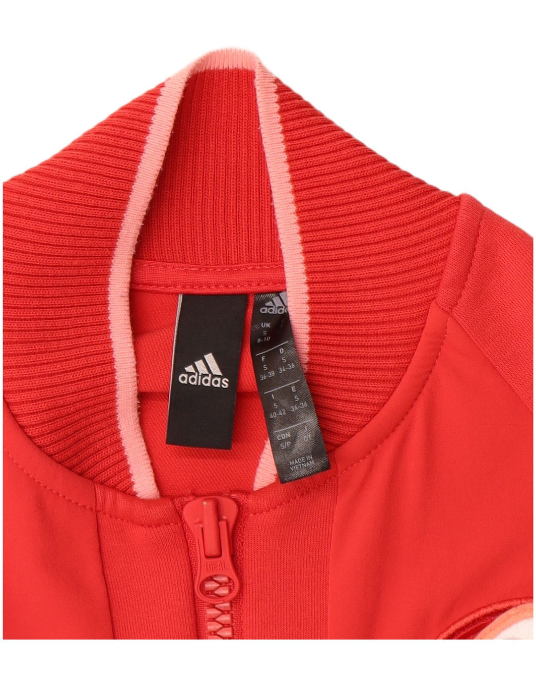 ADIDAS Womens Tracksuit Top Jacket UK 8/10 Small Red Colourblock Nylon