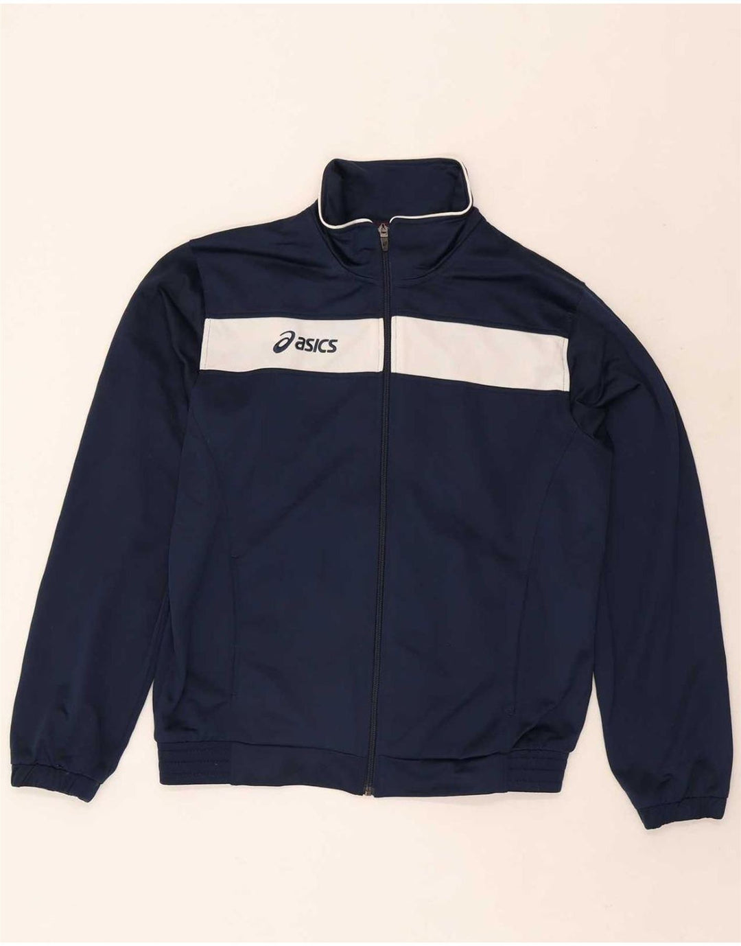 Asics Mens Full Tracksuit Medium Navy Blue Colourblock Polyester