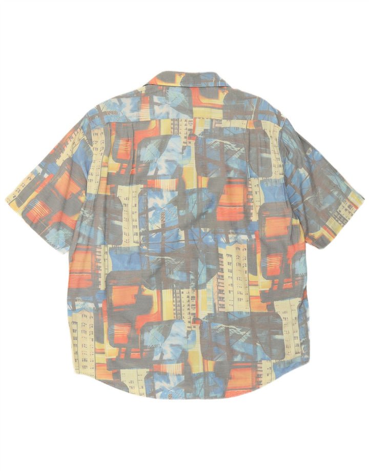 Vintage Mens Abstract Pattern Short Sleeve Shirt Medium Multicoloured