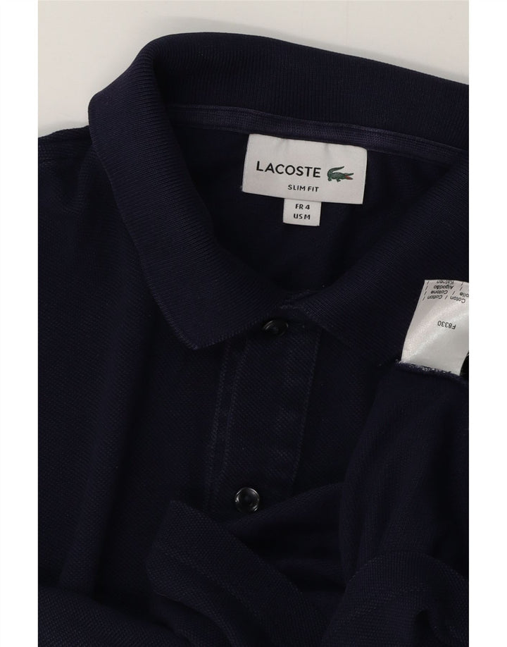 LACOSTE Mens Slim Fit Polo Shirt Size 4 Medium Navy Blue Cotton