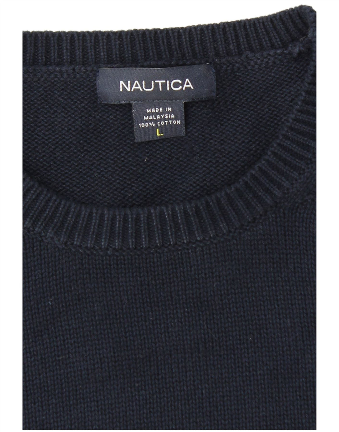 NAUTICA Mens Crew Neck Jumper Sweater Large Navy Blue Cotton