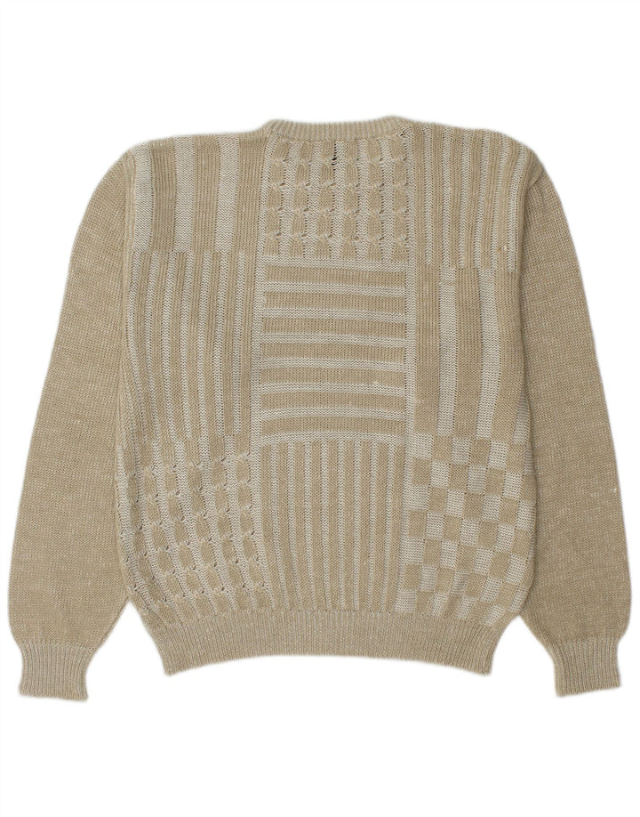 COBRA Mens Crew Neck Jumper Sweater IT 50 Medium Beige Patchwork