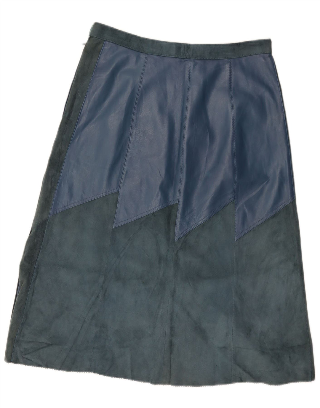 VINTAGE Womens Leather Skirt W30 Medium Blue