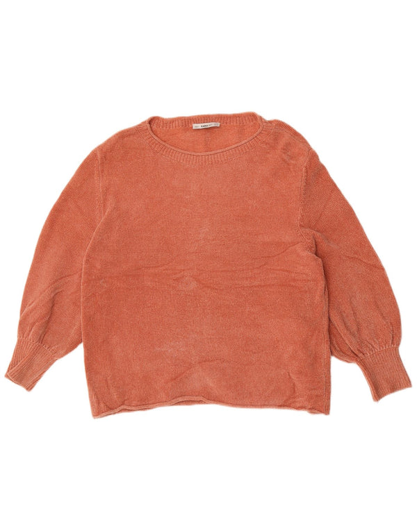 Zara Womens Oversized Boat Neck Jumper Sweater UK 14 Medium Orange