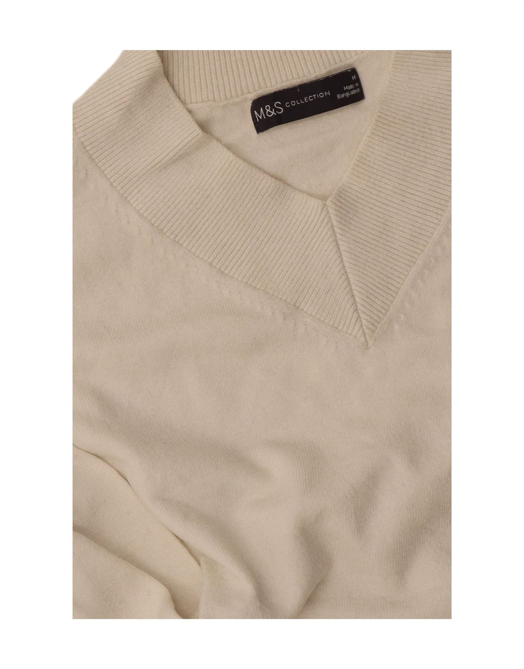 Marks & Spencer Womens V-Neck Jumper Sweater UK 14 Medium Off White