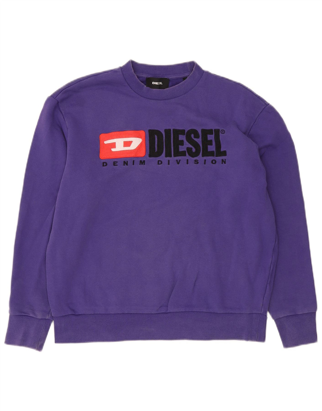 Diesel Mens Graphic Sweatshirt Jumper Small Purple Cotton Logo