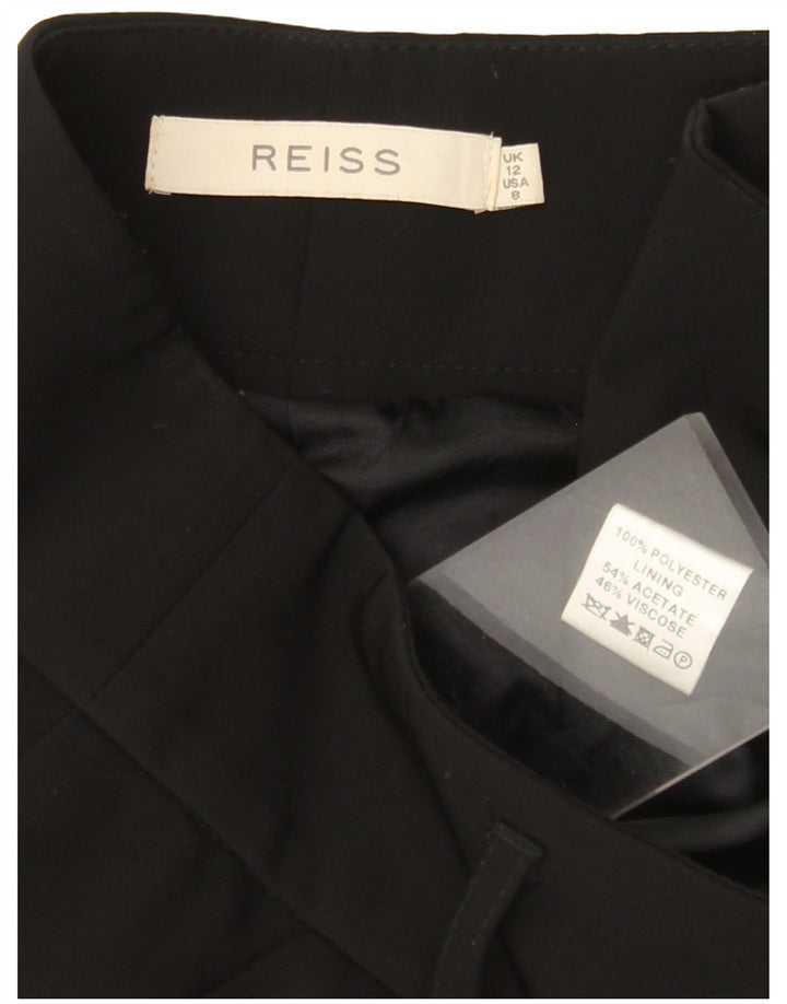 REISS Womens High Waist Casual Trousers UK 12 Medium W32 L30 Black