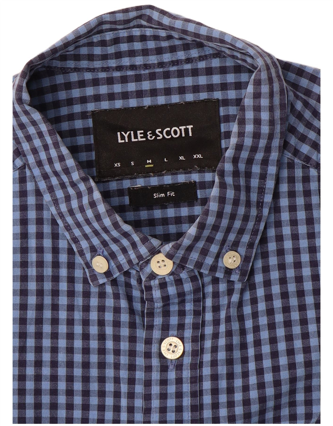 Lyle & Scott Mens Slim Fit Shirt Medium Blue Gingham