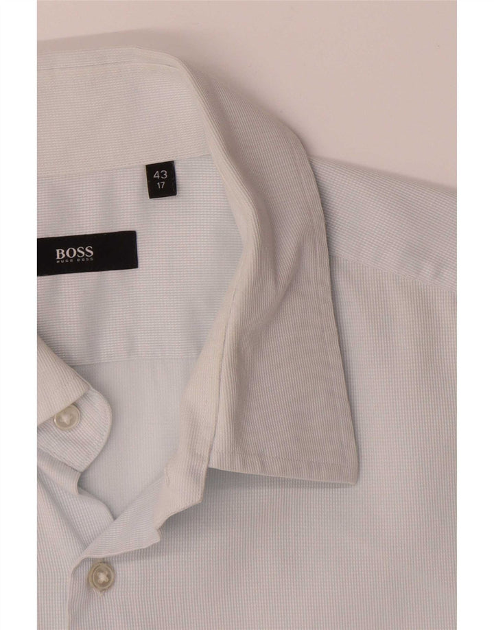 Hugo Boss Mens Shirt Size 43 17 XL Blue Check Cotton