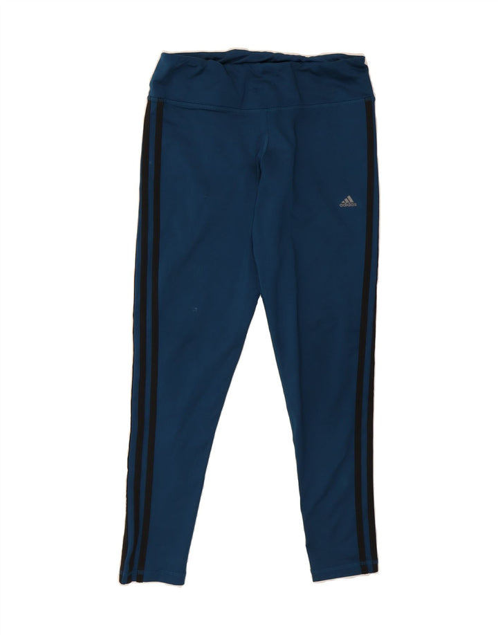 ADIDAS Womens Climalite Leggings UK 12/14 Medium  Blue Polyester Vintage Adidas and Second-Hand Adidas from Messina Hembry 
