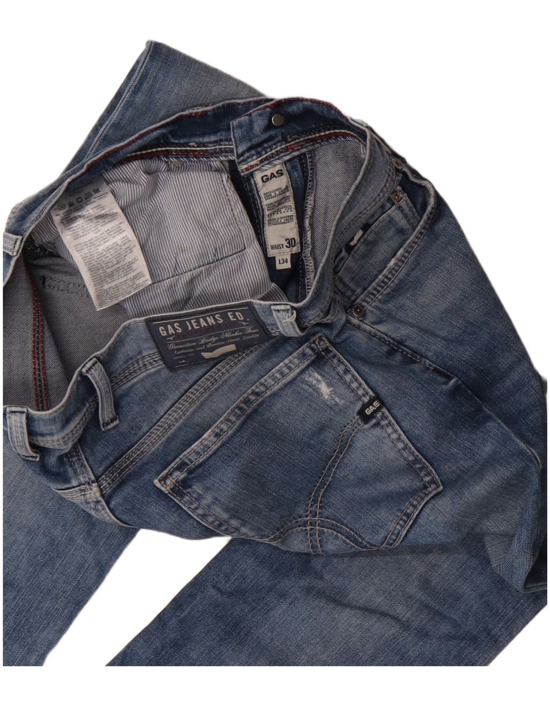 Gas Womens Straight Jeans W30 L34 Blue Cotton