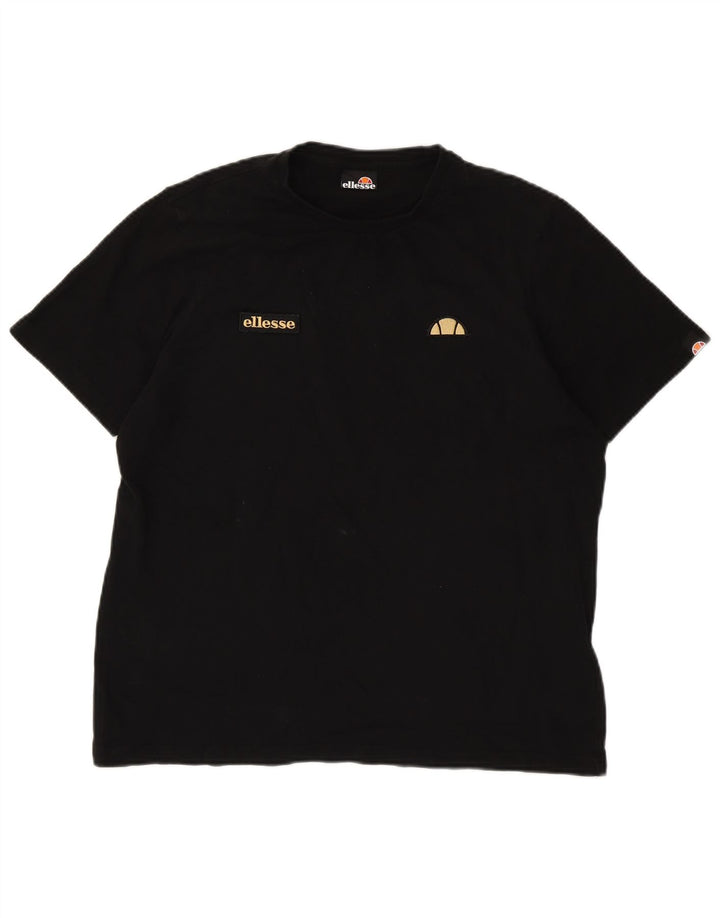 Ellesse Mens T-Shirt Top Large Black Cotton