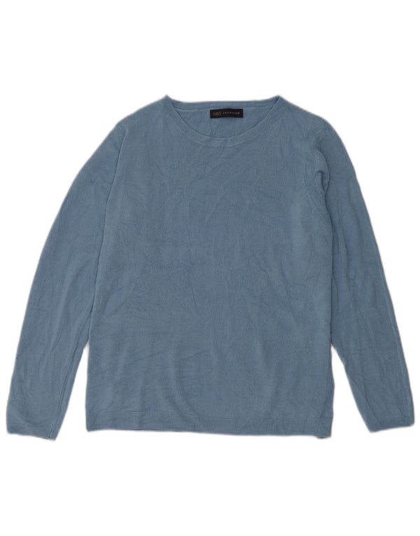 Marks & Spencer Womens Crew Neck Jumper Sweater UK 16 Large Blue Acrylic