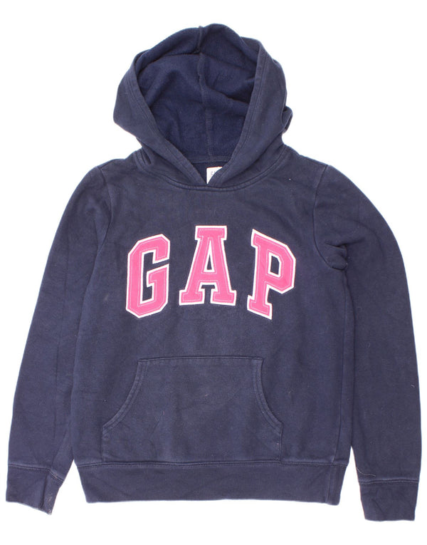 Gap Girls Graphic Hoodie Jumper 11-12 Years XL Navy Blue Cotton