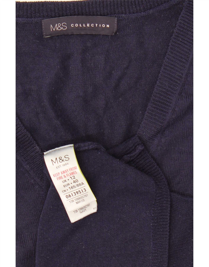 Marks & Spencer Womens V-Neck Jumper Sweater UK 12 Medium Navy Blue