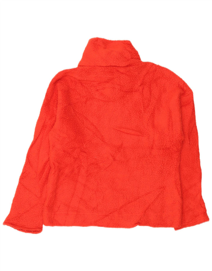 J. CREW Womens Zip Neck Fleece Jumper UK 14 Medium Orange Polyester