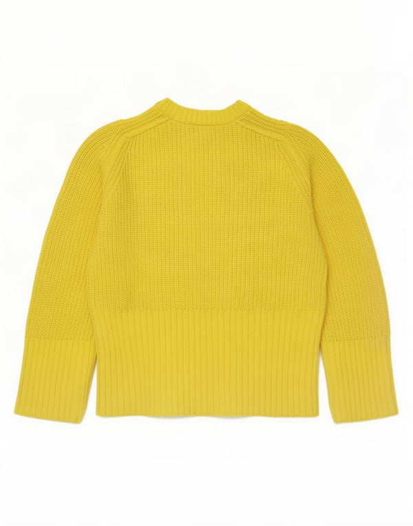 Zara Womens Oversized Crew Neck Jumper Sweater UK 6 XS Yellow Acrylic