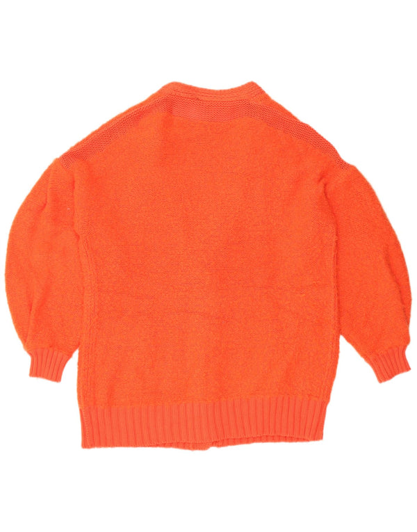 PEOPLE TREE Womens Oversized Cardigan Sweater UK 6 XS Orange Cotton