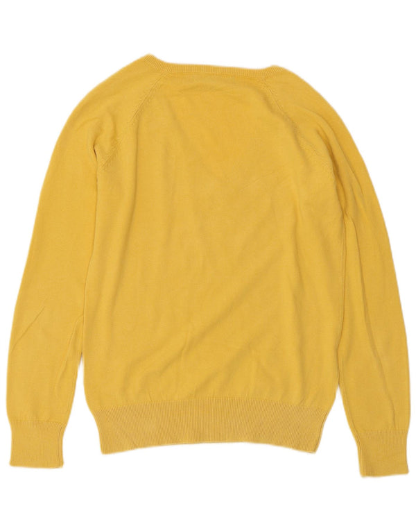 ZARA Womens V-Neck Jumper Sweater UK 14 Large Yellow Cotton