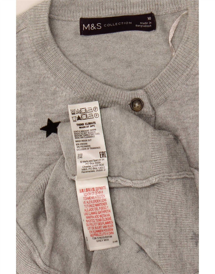 Marks & Spencer Womens Crop Cardigan Sweater UK 10 Small Grey